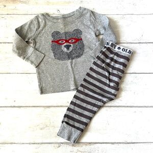 Old Navy 12-18m Baby Boys Pajamas Set 2pc Pants Long Sleeve Gray Bear 12m 18m